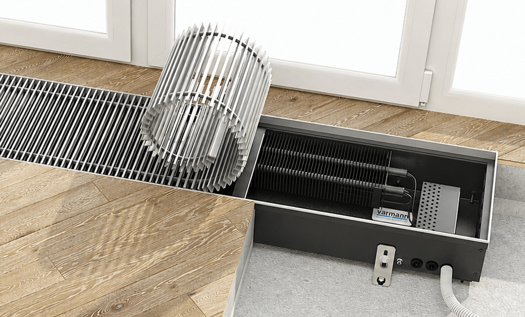 Устройство электрического внутрипольного конвектора Varmann Ntherm Electro